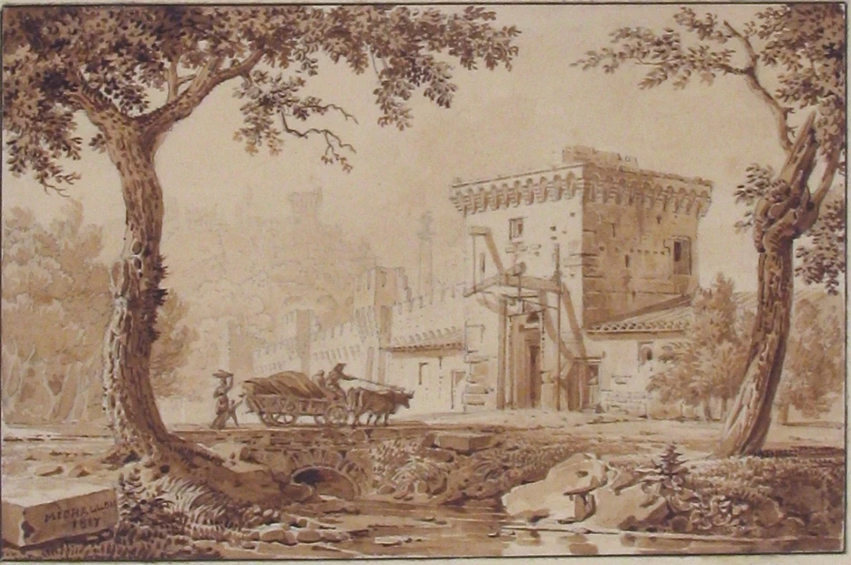Carro trainato da buoi che si avvicina a un edificio fortificato - Metropolitan Museum of Art, New York